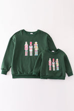 Load image into Gallery viewer, Green nutcracker embroidery mom&amp;me fleece sweatshirt
