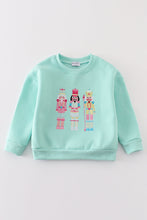 Load image into Gallery viewer, Mint nutcracker embroidery mom&amp;me fleece sweatshirt
