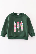 Load image into Gallery viewer, Green nutcracker embroidery mom&amp;me fleece sweatshirt
