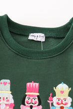 Load image into Gallery viewer, Green nutcracker embroidery mom&amp;me fleece sweatshirt
