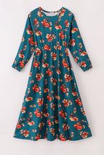 Load image into Gallery viewer, Green floral print mom&amp;me dress
