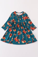 Load image into Gallery viewer, Green floral print mom&amp;me dress
