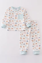 Load image into Gallery viewer, Watercolor rainbow print boy pajamas set
