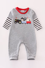 Load image into Gallery viewer, Grey farm applique boy romper
