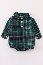 Load image into Gallery viewer, Green plaid boy button down bubble
