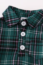 Load image into Gallery viewer, Green plaid boy button down bubble
