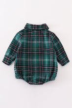 Load image into Gallery viewer, Green plaid boy button down bubble
