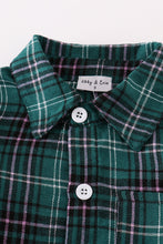 Load image into Gallery viewer, Green plaid boy button down shirt
