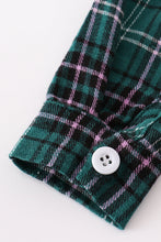 Load image into Gallery viewer, Green plaid boy button down shirt
