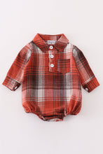 Load image into Gallery viewer, Rust plaid boy button down bubble
