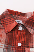 Load image into Gallery viewer, Rust plaid boy button down shirt
