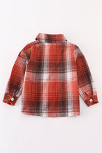 Load image into Gallery viewer, Rust plaid boy button down shirt
