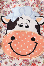 Load image into Gallery viewer, Coral floral cow applique dress
