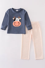 Load image into Gallery viewer, Blue cow applique boy set
