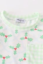 Load image into Gallery viewer, Green christmas holly print boy set
