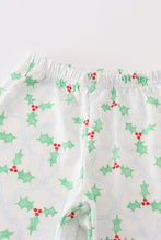 Load image into Gallery viewer, Green christmas holly print boy set
