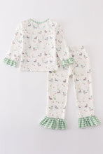 Load image into Gallery viewer, Sage duck print girl pajamas set
