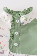 Load image into Gallery viewer, Sage duck print girl jogger ruffle set
