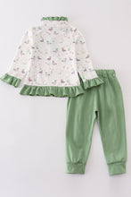 Load image into Gallery viewer, Sage duck print girl jogger ruffle set
