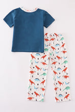 Load image into Gallery viewer, Navy dinosaur print boy set
