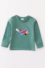 Load image into Gallery viewer, Green plane applique boy top
