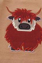 Load image into Gallery viewer, Brown cow applique boy top
