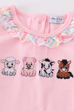 Load image into Gallery viewer, Pink farm animals embroidery girl set
