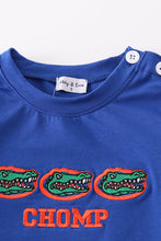 Load image into Gallery viewer, Blue chomp embroidery boy top
