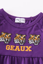 Load image into Gallery viewer, Purple geaux embroidery girl romper
