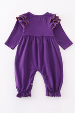 Load image into Gallery viewer, Purple geaux embroidery girl romper
