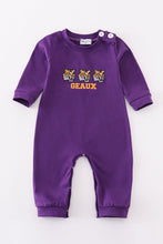 Load image into Gallery viewer, Purple geaux embroidery boy romper
