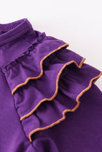 Load image into Gallery viewer, Purple geaux embroidery girl ruffle top
