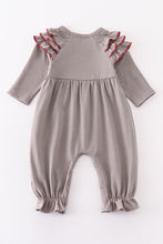 Load image into Gallery viewer, Grey roll tide embroidery girl ruffle romper
