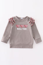 Load image into Gallery viewer, Grey roll tide embroidery girl ruffle top
