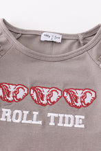 Load image into Gallery viewer, Grey roll tide embroidery girl ruffle top
