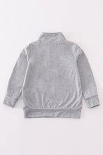 Load image into Gallery viewer, Grey character embroidery boy zipper pullover
