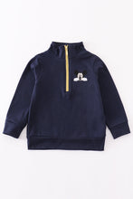 Load image into Gallery viewer, Navy character embroidery boy zipper pullover
