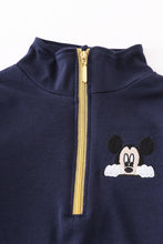 Load image into Gallery viewer, Navy character embroidery boy zipper pullover
