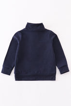 Load image into Gallery viewer, Navy character embroidery boy zipper pullover
