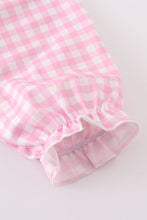 Load image into Gallery viewer, Pink tractor embroidery gingham dress
