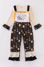 Load image into Gallery viewer, Mustard happy new year embroidery girl jumpsuit set
