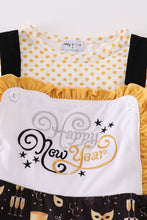 Load image into Gallery viewer, Mustard happy new year embroidery girl jumpsuit set
