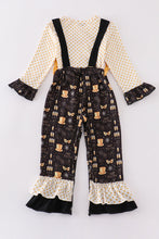 Load image into Gallery viewer, Mustard happy new year embroidery girl jumpsuit set
