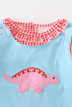 Load image into Gallery viewer, Blue valentine dinosaur applique girl dress set
