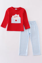 Load image into Gallery viewer, Red valentine XOXO applique boy set
