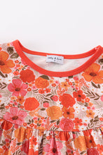 Load image into Gallery viewer, Fall floral print ruffle dress
