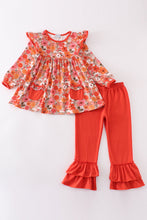 Load image into Gallery viewer, Fall floral print ruffle girl set
