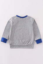 Load image into Gallery viewer, Grey valentine firetruck embroidery boy top
