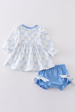 Load image into Gallery viewer, Blue bow girl bloomer set
