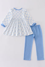 Load image into Gallery viewer, Blue bow girl pants set
